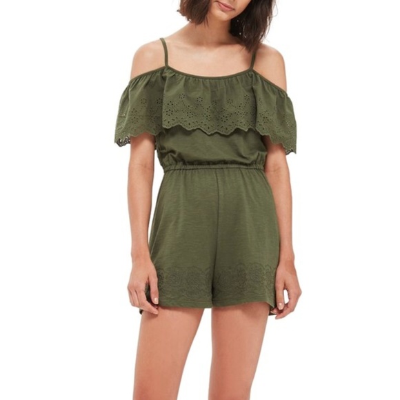 Topshop Pants - Topshop Eyelet Ruffle Romper
